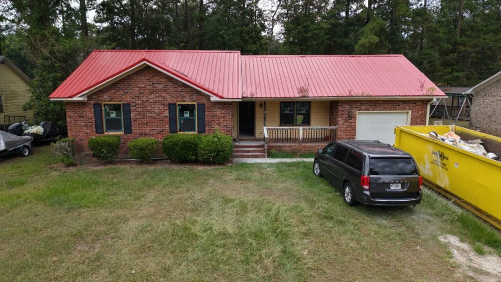 A brick ranch under a bold new roof